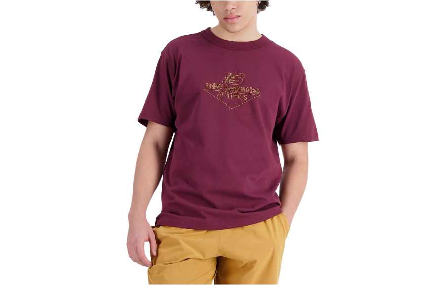 New Balance New Balance T Shirts Men's Purple Crew Neck Moderate Straight Fit