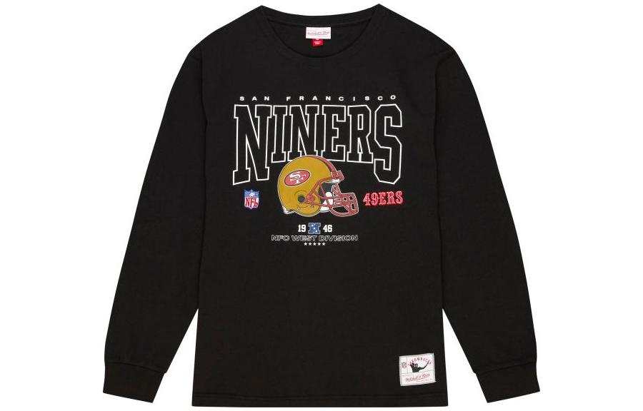 Mitchell Ness T Shirts Men's Black Crew Neck Moderate Straight Fit