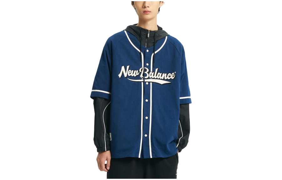 New Balance New Balance T Shirts Men's Dark Blue V Neck Moderate Straight Fit