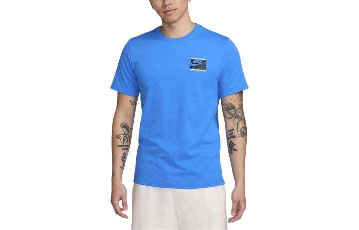 Nike Nike T Shirts Men's Blue Crew Neck Moderate Straight Fit