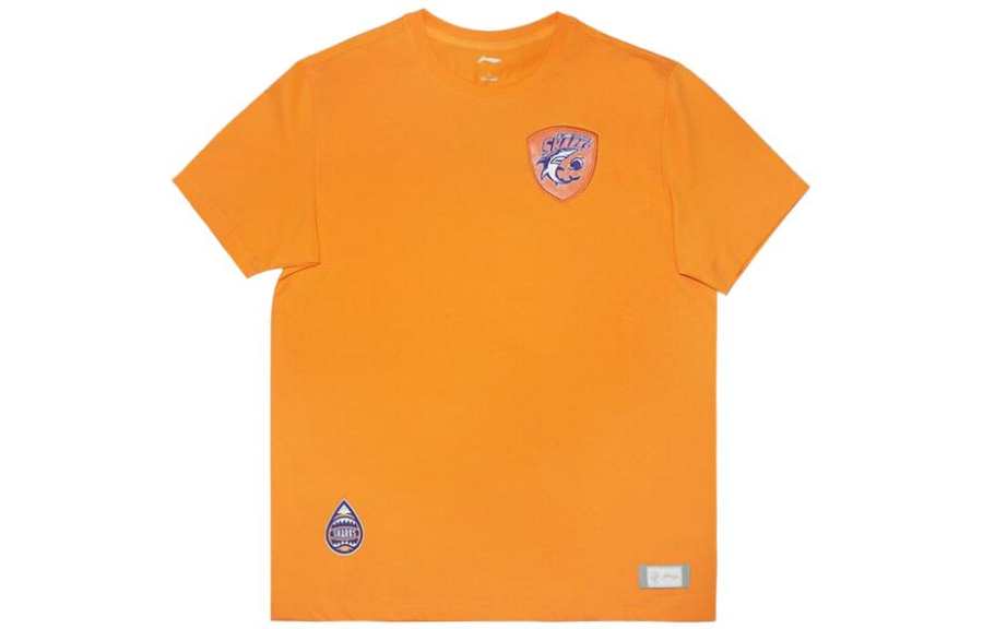 Li-Ning Li Ning T Shirts Men's Shanghai Oranges Crew Neck Moderate Straight Fit