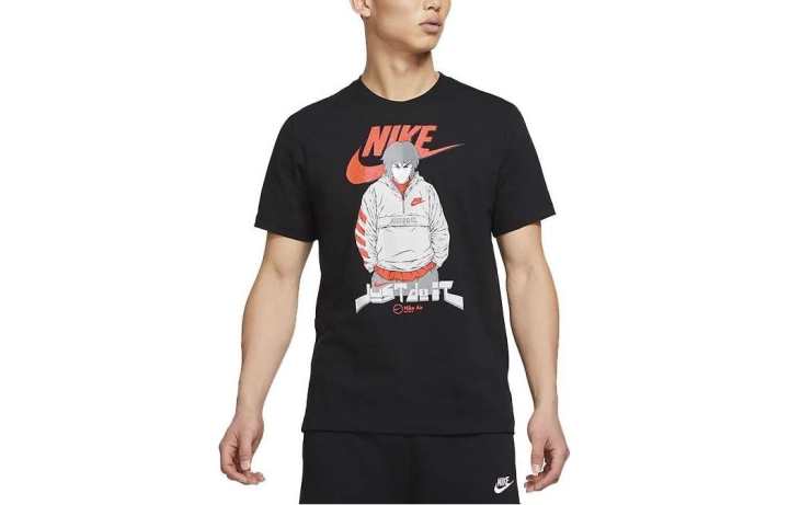Nike Nike T Shirts Men's Black Crew Neck Moderate Straight Fit