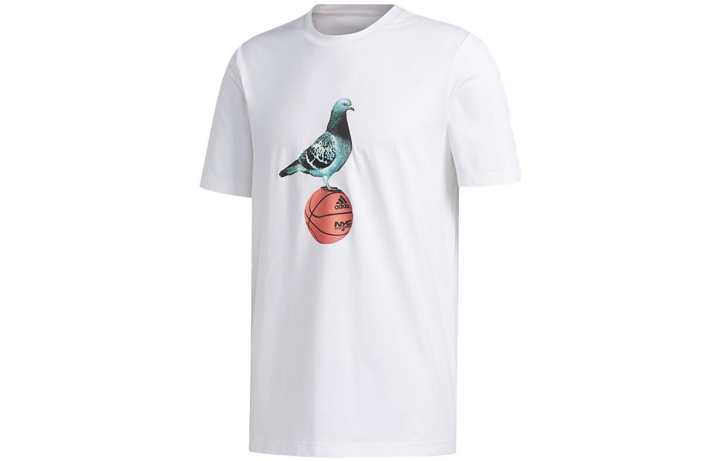 Adidas Adidas T Shirts Men's White Crew Neck Moderate Straight Fit