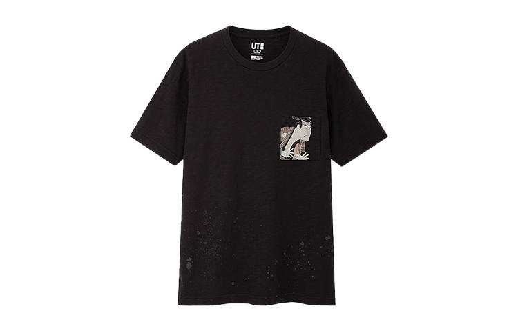 UNIQLO T Shirts Unisex Black Crew Neck Moderate Straight Fit