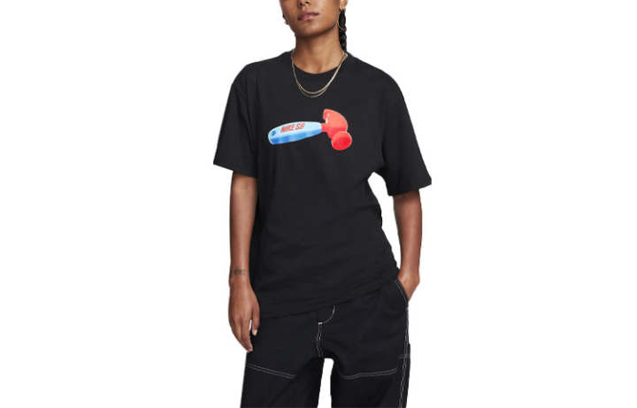Nike Nike T Shirts Unisex Black Crew Neck Moderate Straight Fit