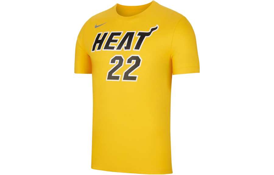 Nike Nike T Shirts Men's University Gold/Jimmy Butler Crew Neck Moderate Straight Fit