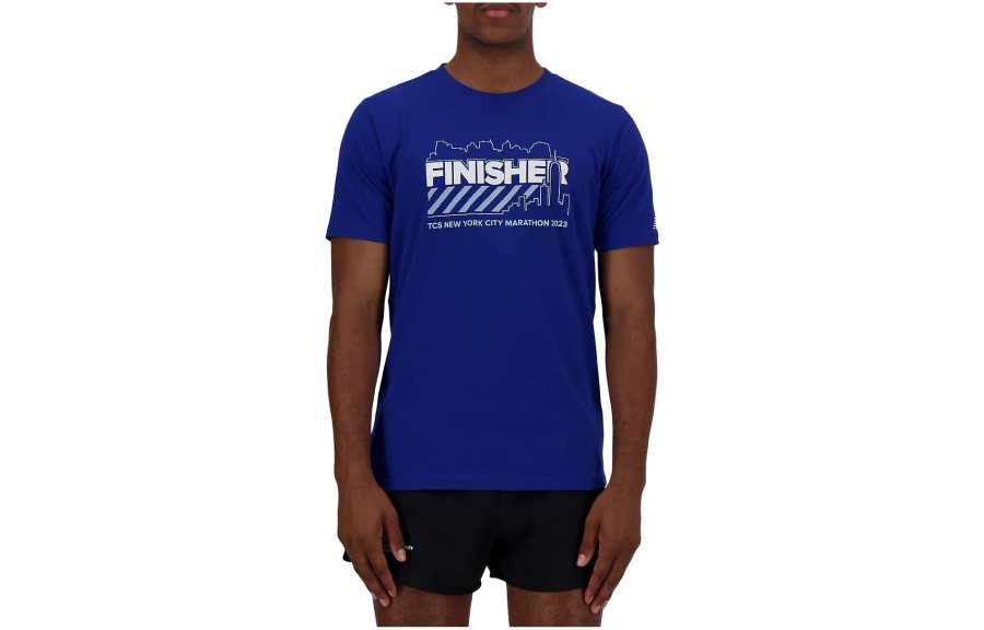 New Balance New Balance NYC Marathon Graphic T Shirts Men's Blue Crew Neck Moderate Straight Fit