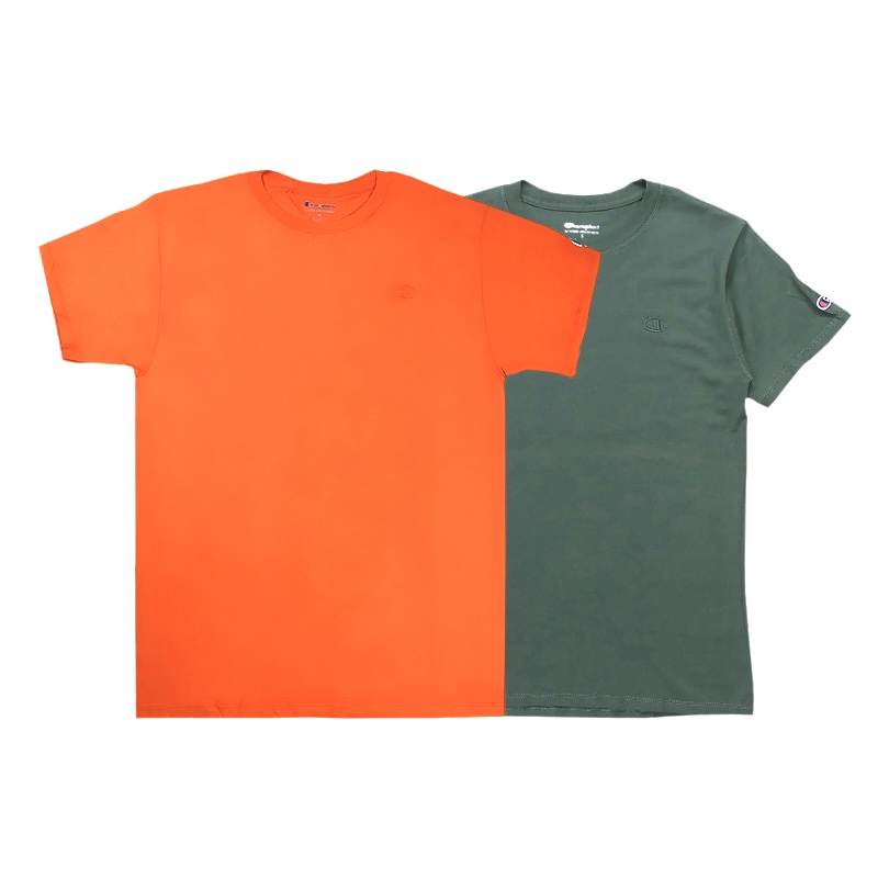 Champion T Shirts Unisex Orange+Jasper Crew Neck Moderate Straight Fit