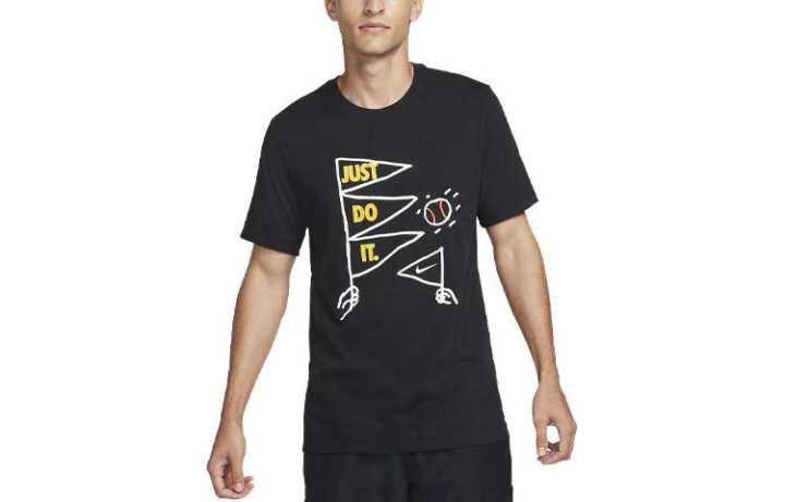 Nike Nike T Shirts Men's Black Crew Neck Moderate Straight Fit