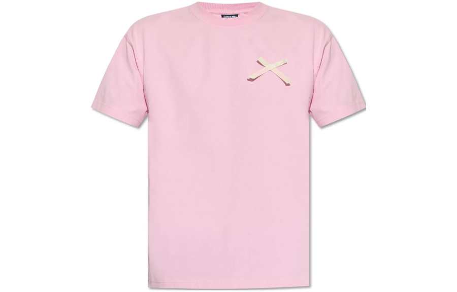 Jacquemus T Shirts Men's Pink Crew Neck Moderate Straight Fit