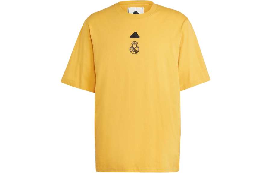 Adidas Adidas Real Madrid T Shirts Men's Yellow Crew Neck Moderate Straight Fit