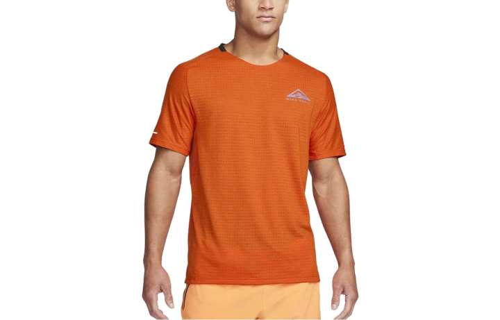 Nike Nike T Shirts Men's Orange Crew Neck Moderate Straight Fit