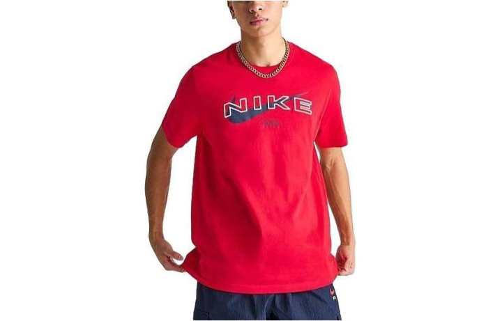 Nike Nike T Shirts Men's Red Crew Neck Moderate Straight Fit