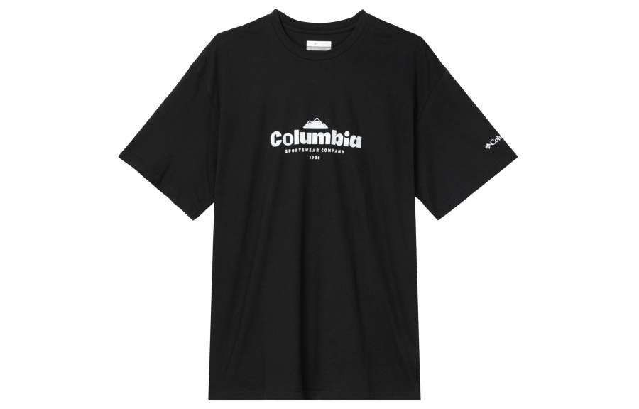 Columbia T Shirts Unisex Black Crew Neck Moderate Straight Fit