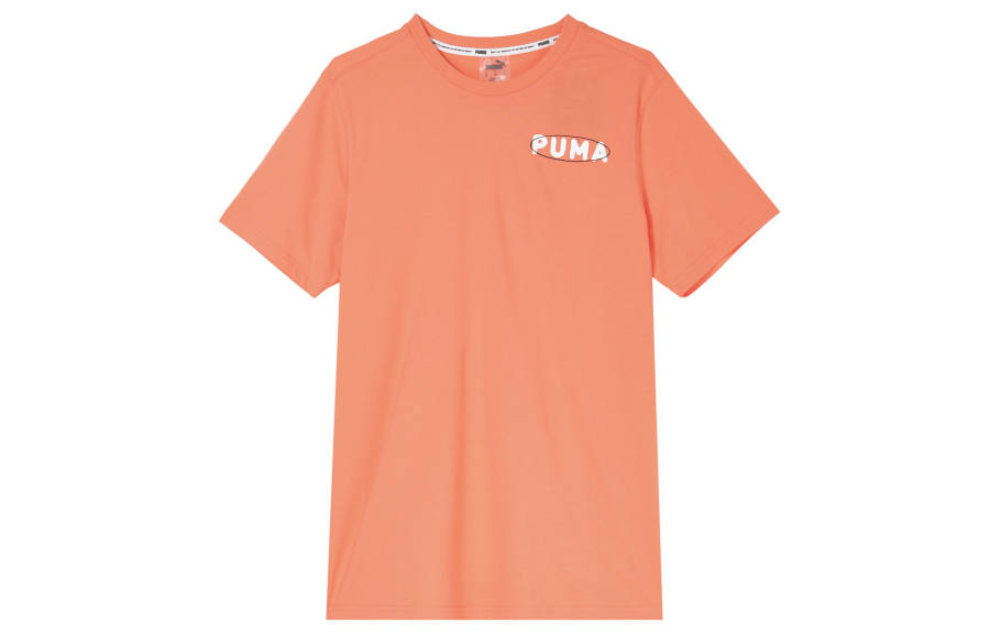 PUMA T Shirts Unisex Orange Red Crew Neck Moderate Straight Fit