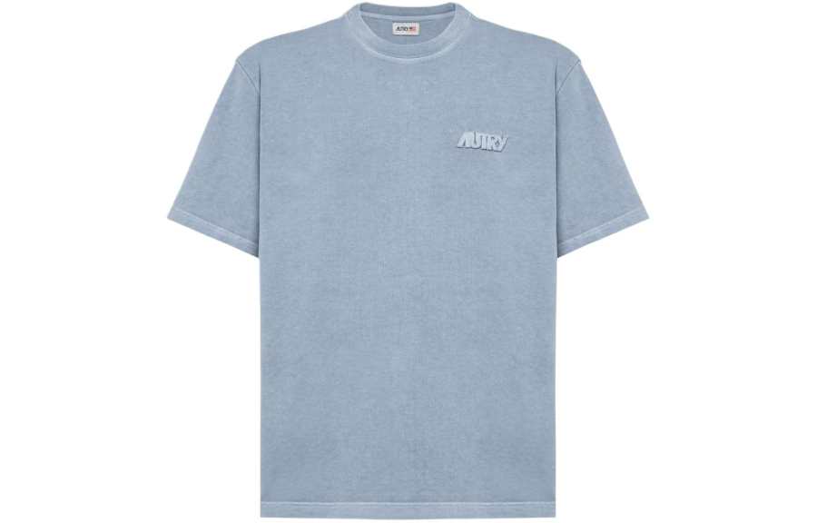AUTRY T Shirts Men's Sky Blue Crew Neck Moderate
