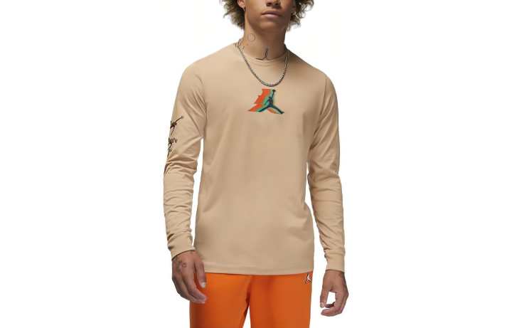 Jordan Jordan T Shirts Men's Khaki Crew Neck Moderate Straight Fit
