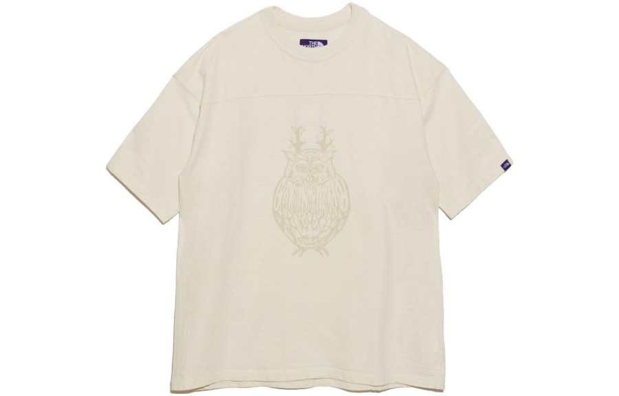 THE NORTH FACE PURPLE LABEL T Shirts Unisex Ivory White Crew Neck Moderate Straight Fit