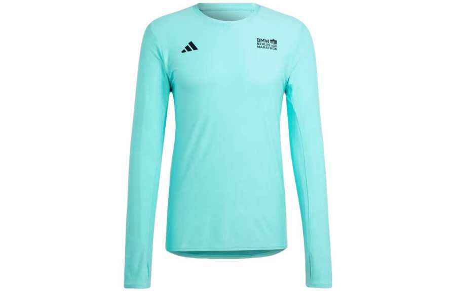 Adidas Adidas Marathon 20 T Shirts Men's Blue Crew Neck Moderate Straight Fit