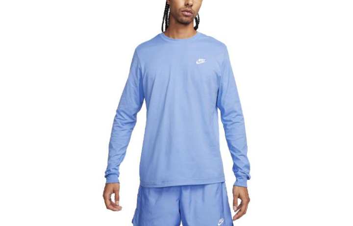 Nike Nike T Shirts Men's Sky Blue Crew Neck Moderate Straight Fit
