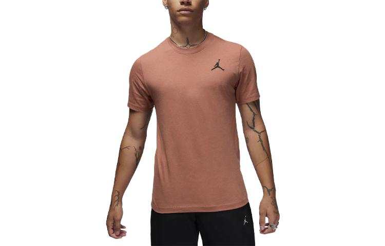 Jordan Jordan T Shirts Men's Orange Crew Neck Moderate Straight Fit