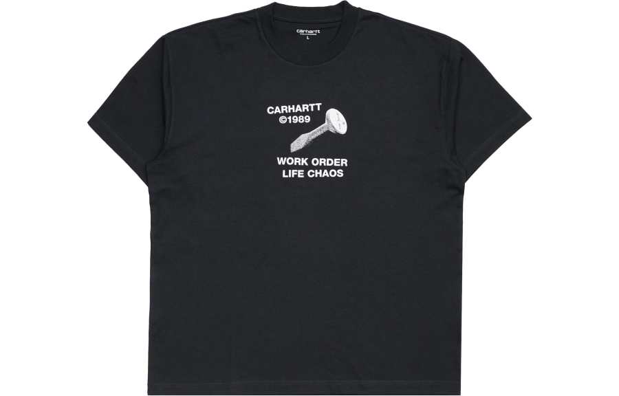 Carhartt WIP T Shirts Men's Black Crew Neck Moderate Straight Fit