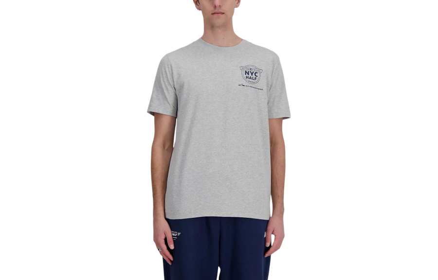 New Balance New Balance T Shirts Men's Gray Crew Neck Moderate Straight Fit