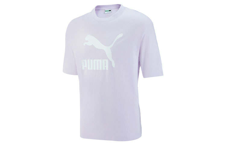 PUMA ESSENTIALS T Shirts Unisex Light Purple Crew Neck Moderate Straight Fit
