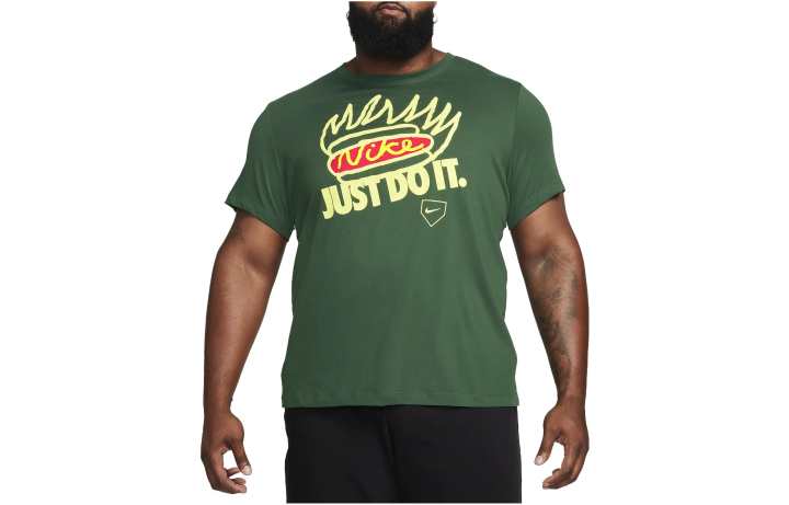 Nike Nike T Shirts Men's Green Crew Neck Moderate Straight Fit