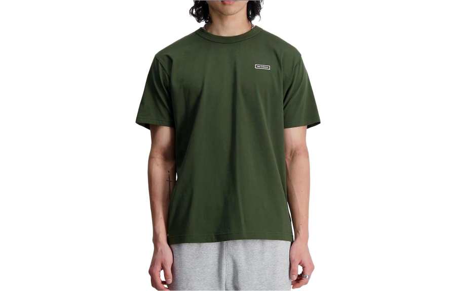 New Balance New Balance T Shirts Men's Green Crew Neck Moderate Straight Fit