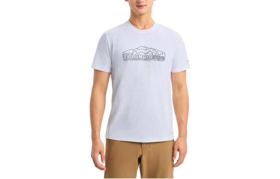 Columbia T Shirts Men's White Crew Neck Moderate Straight Fit