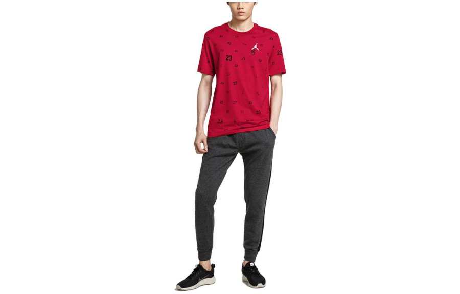 Jordan Jordan T Shirts Men's Red Crew Neck Moderate Straight Fit