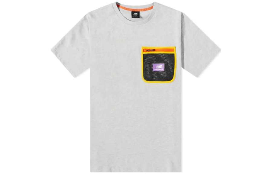 New Balance New Balance T Shirts Men's White Crew Neck Moderate Straight Fit