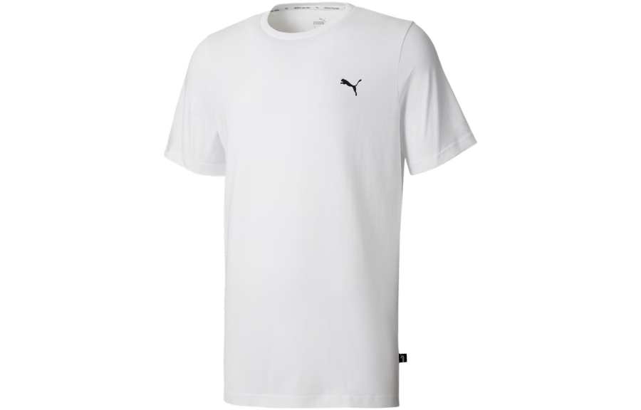PUMA T Shirts Men's White Crew Neck Moderate Straight Fit