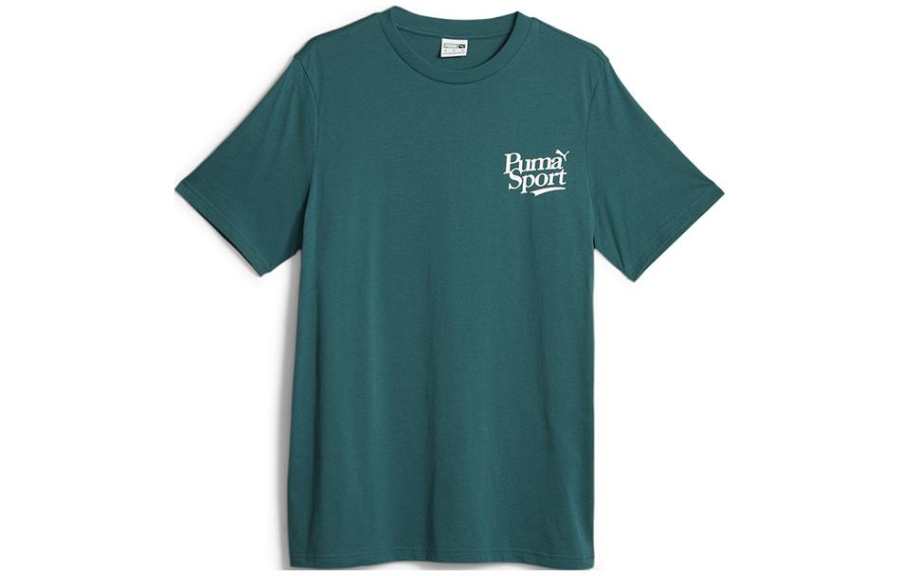 PUMA T Shirts Men's Green Crew Neck Moderate