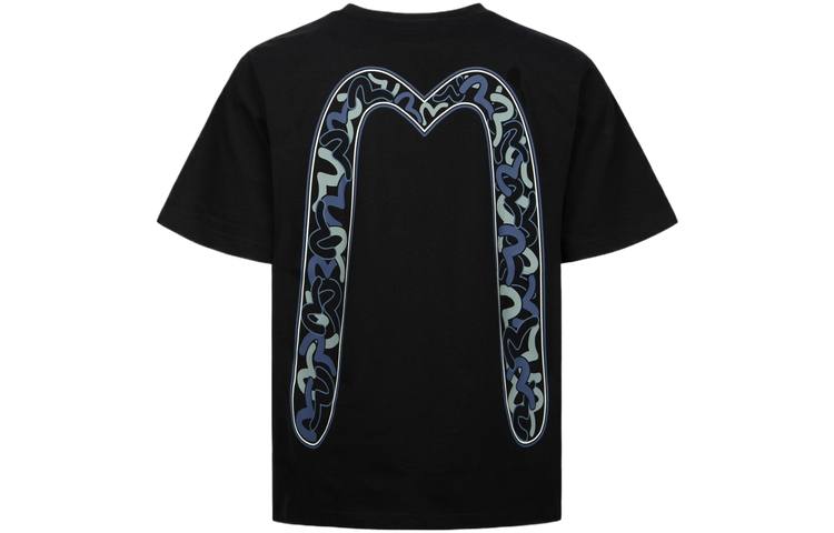 EVISU T Shirts Men's Black Crew Neck Moderate Straight Fit
