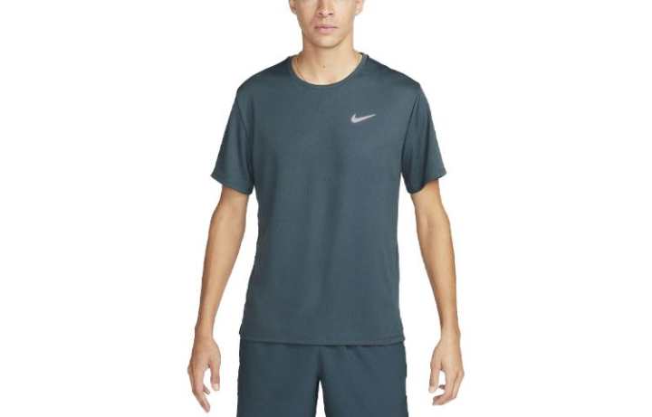 Nike Nike MILER T Shirts Men's Industrial Blue Crew Neck Moderate Straight Fit