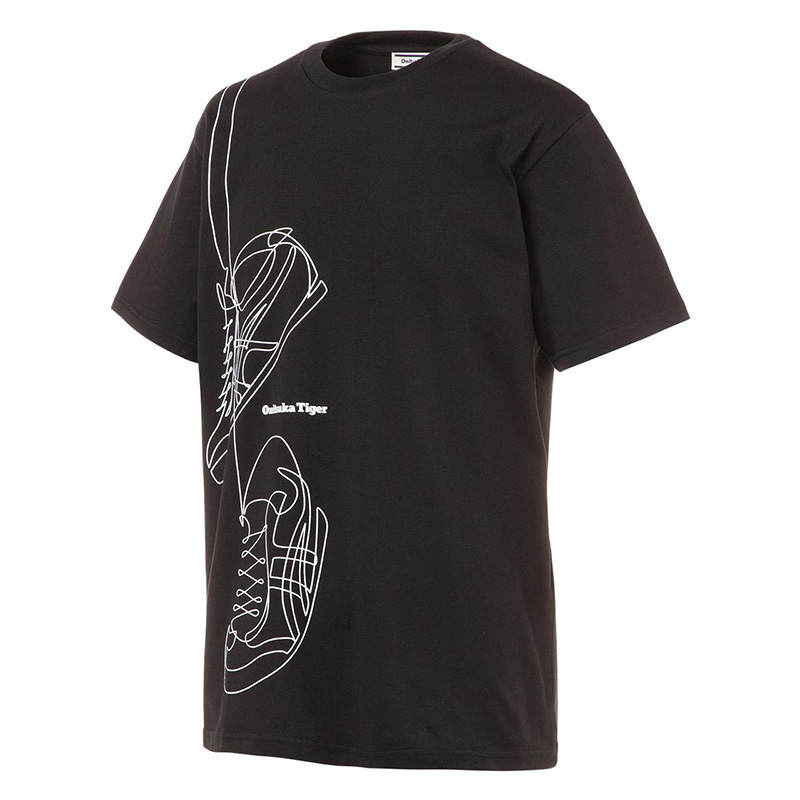 Onitsuka Tiger T Shirts Unisex Black Crew Neck Moderate Straight Fit