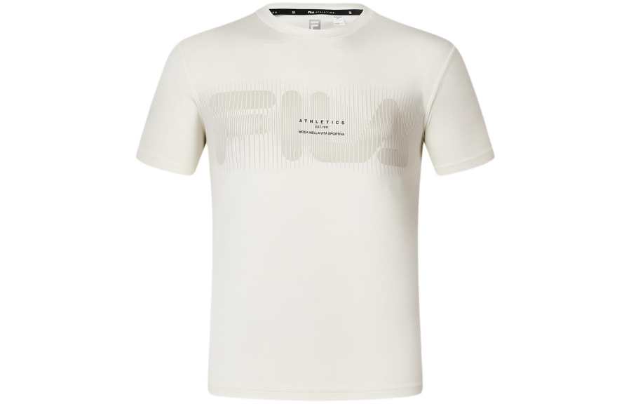 FILA T Shirts Men's Sugar White Crew Neck Moderate Straight Fit