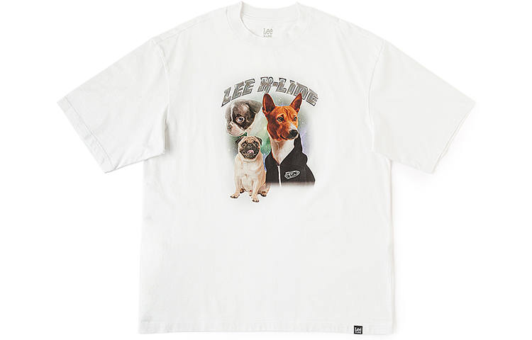 Lee T Shirts Unisex White Crew Neck Moderate Straight Fit