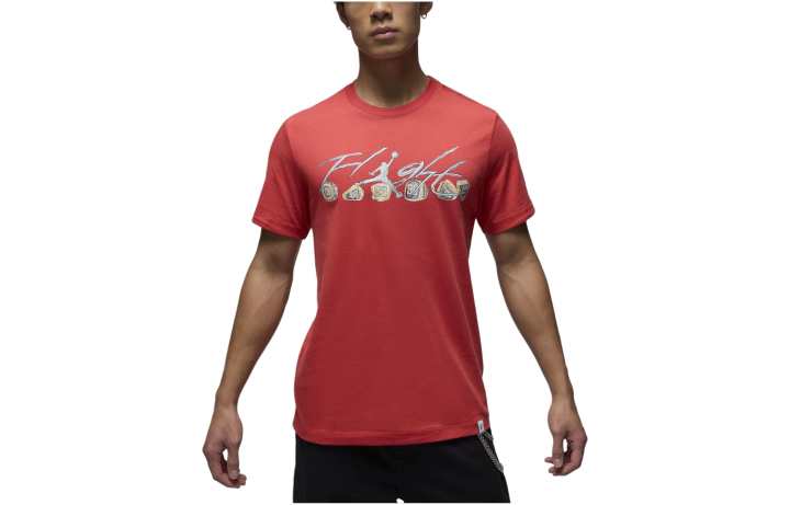 Jordan Jordan T Shirts Men's Red Crew Neck Moderate Straight Fit