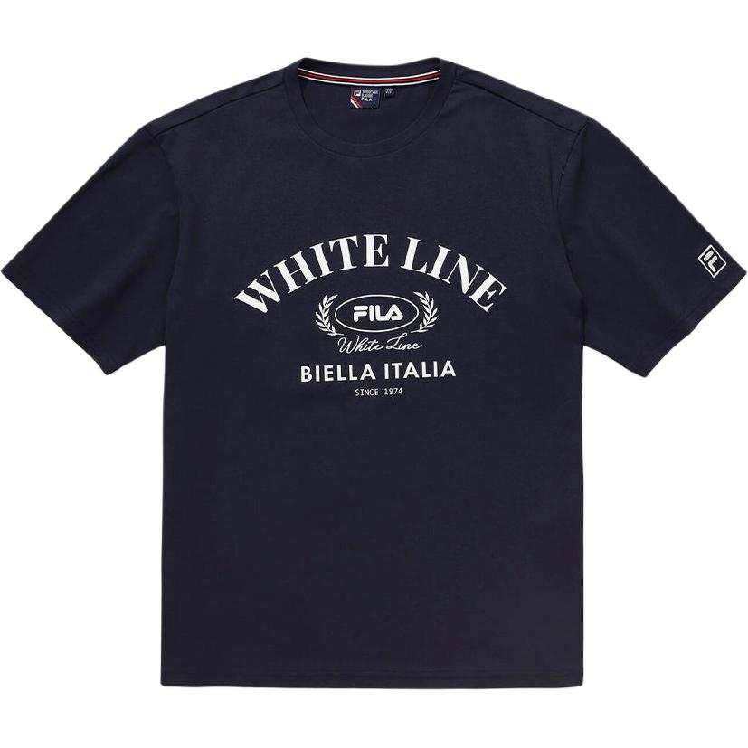 FILA T Shirts Unisex Dark Blue Crew Neck Moderate Straight Fit