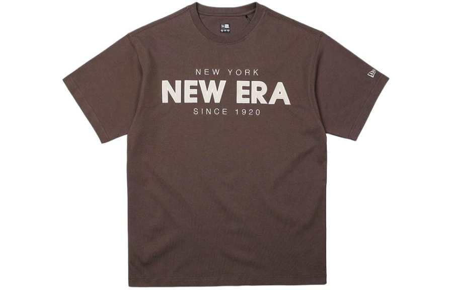 New Era T Shirts Unisex Brown Crew Neck Moderate