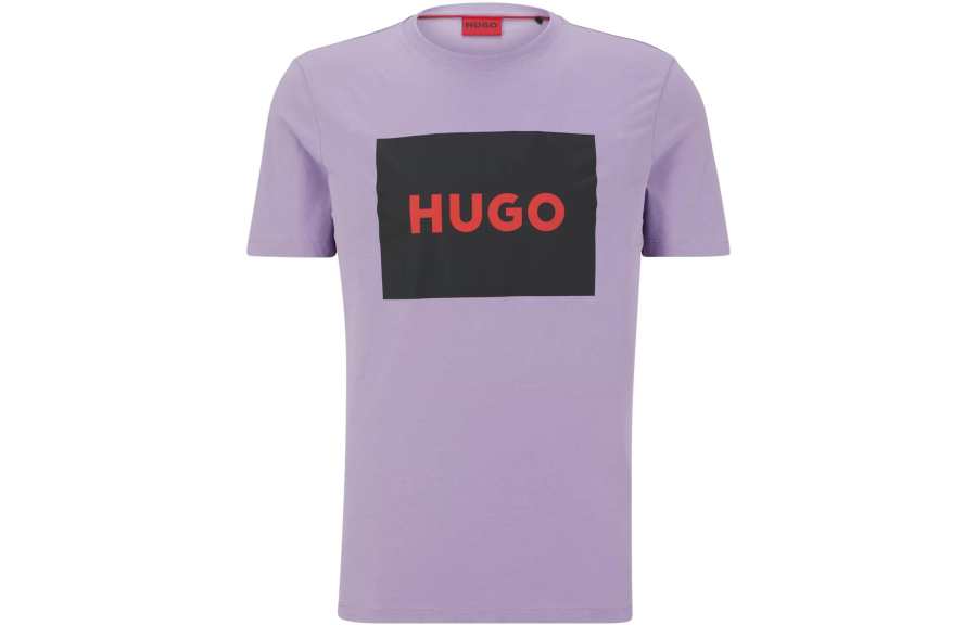 HUGO BOSS T Shirts Men's Purple Crew Neck Moderate Straight Fit