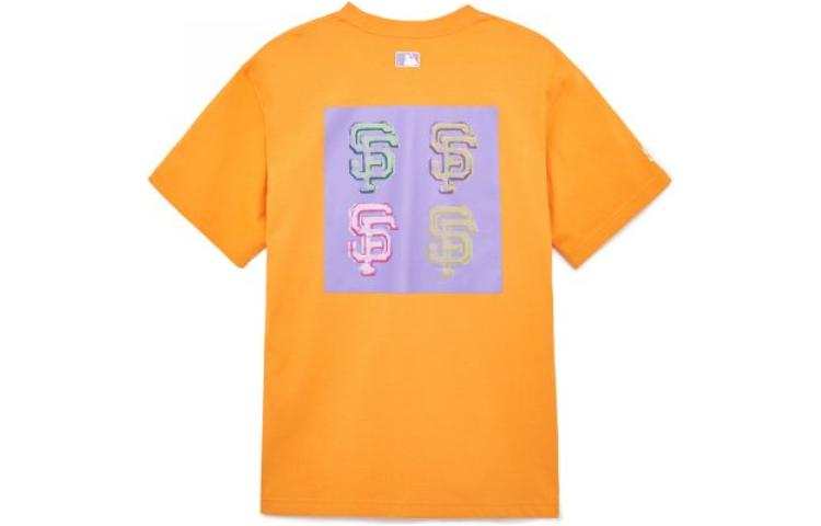 MLB T Shirts Unisex Orange Crew Neck Moderate Straight Fit