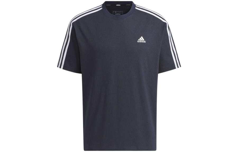 Adidas Adidas T Shirts Men's Ink Blue Crew Neck Moderate Straight Fit