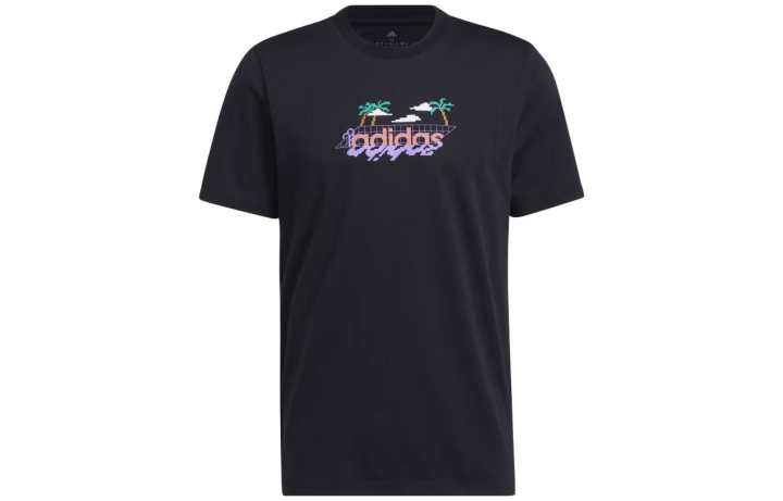 Adidas Adidas T Shirts Men's Black Crew Neck Moderate Straight Fit