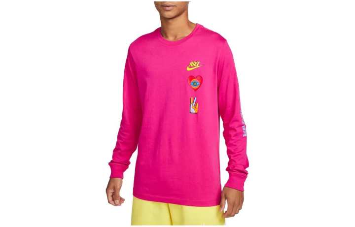 Nike Nike T Shirts Men's Pink Crew Neck Moderate Straight Fit