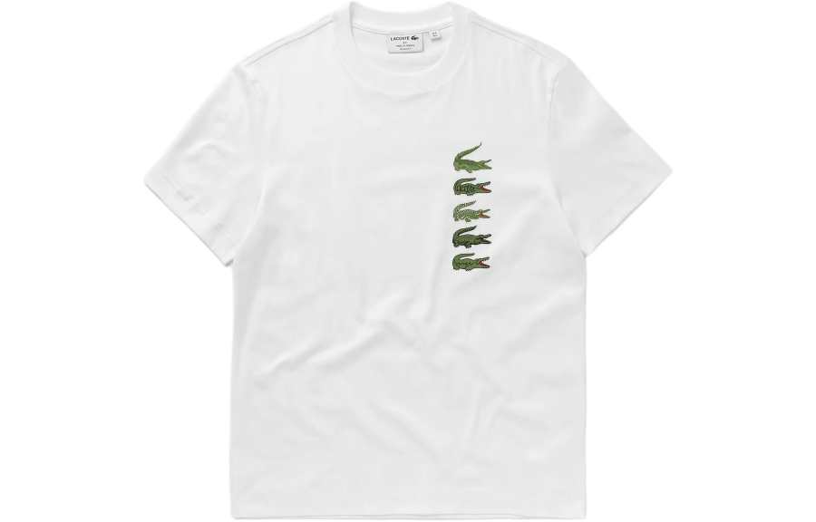 LACOSTE T Shirts Men's White Crew Neck Moderate Straight Fit