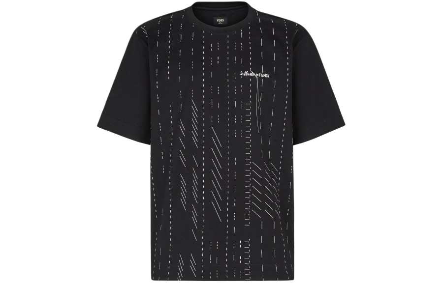 FENDI Logo Embroidered Crewneck T-Shirt